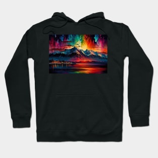 Colorful aurora borealis over Anchorage Hoodie